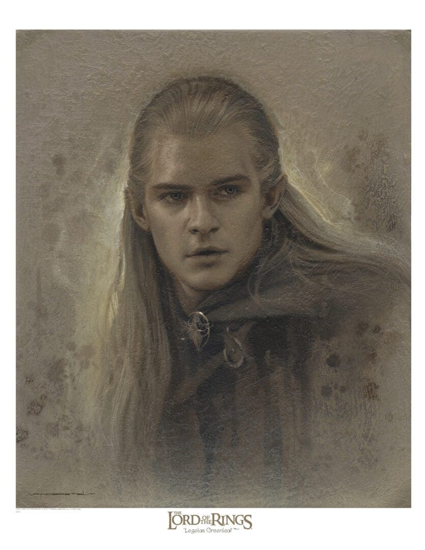 A painting of legolas from the lord of the rings.