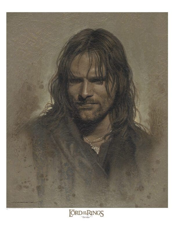 A Boromir Antique Art Print - The Lord of the Rings of a man with long hair.