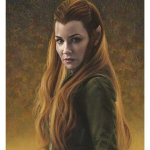 A painting of an elf with long hair.