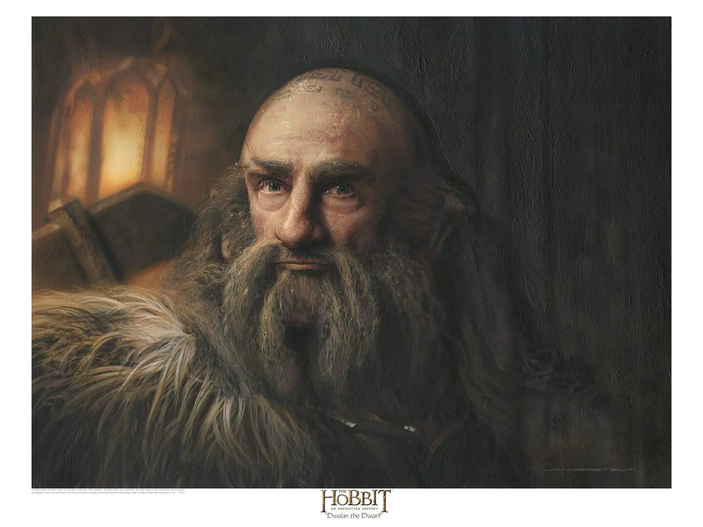 A Dwalin the Dwarf Print of an old man with a beard.