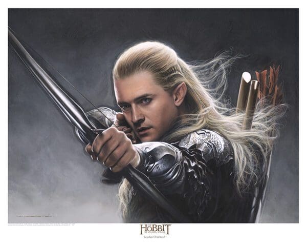 A painting of legolas in the hobbit movies.