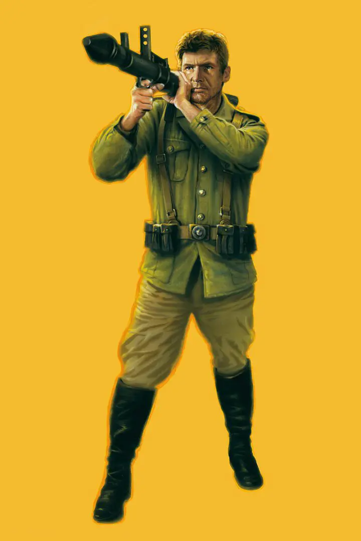 A man in green uniform holding a camera.
