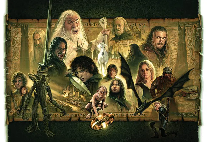 lord of the rings poster with all the charecters