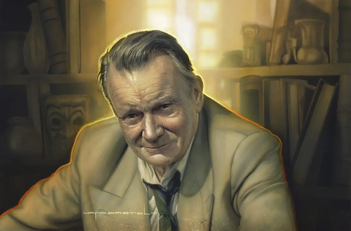 A painting of an older man in a suit