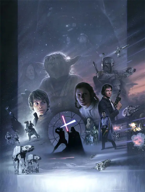 A painting of the star wars movies